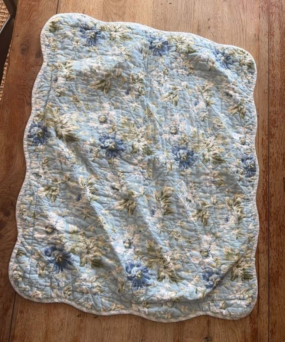 Laura Ashley Floral Quilted Pillow Sham Blue White - Picture 2 of 9